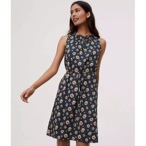 LOFT Petites Floral Print Sleeveless Shift Dress Ruffle‎ Neckline Petite  XSP
